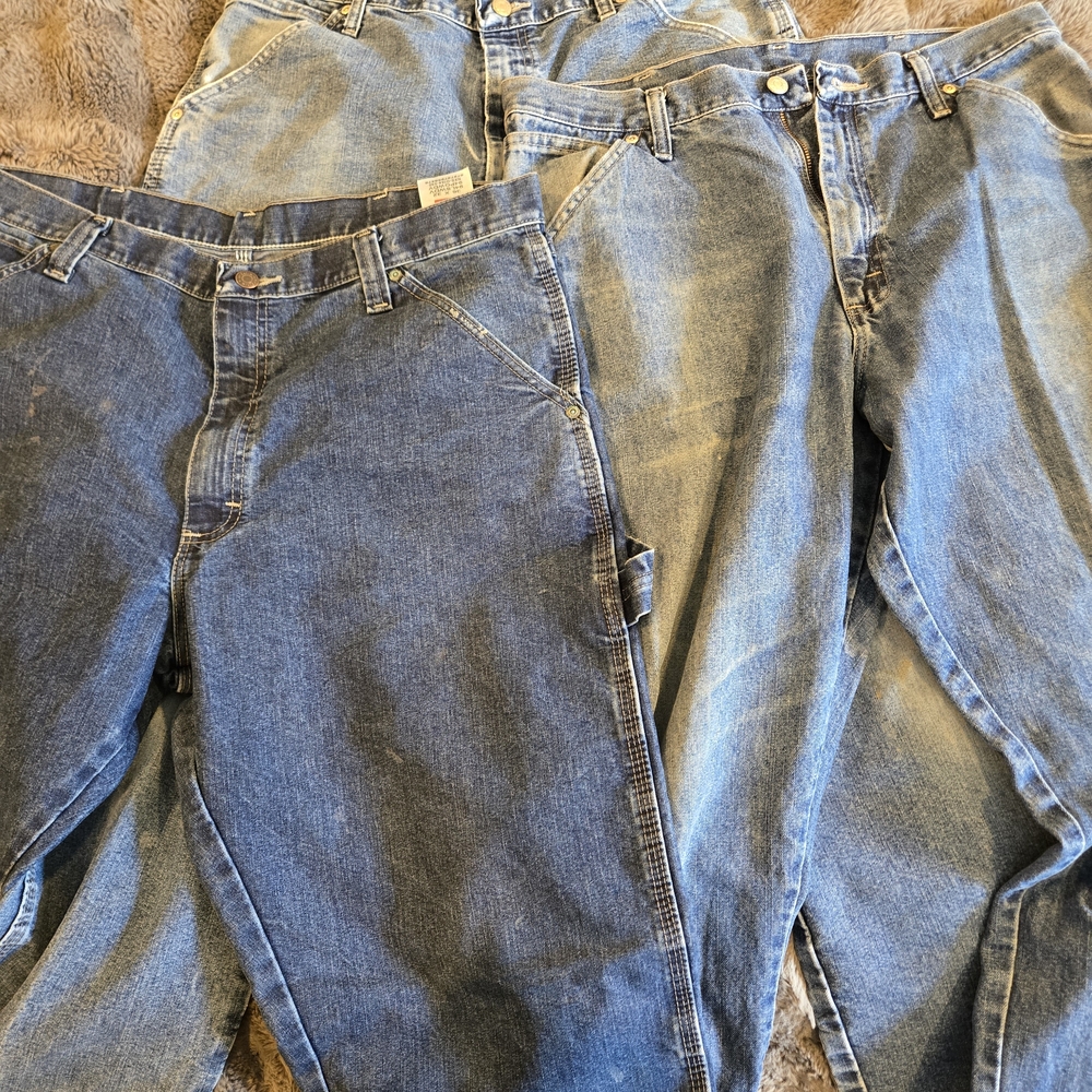 3 Pair Wrangler Blue Denim Carpenter Jeans